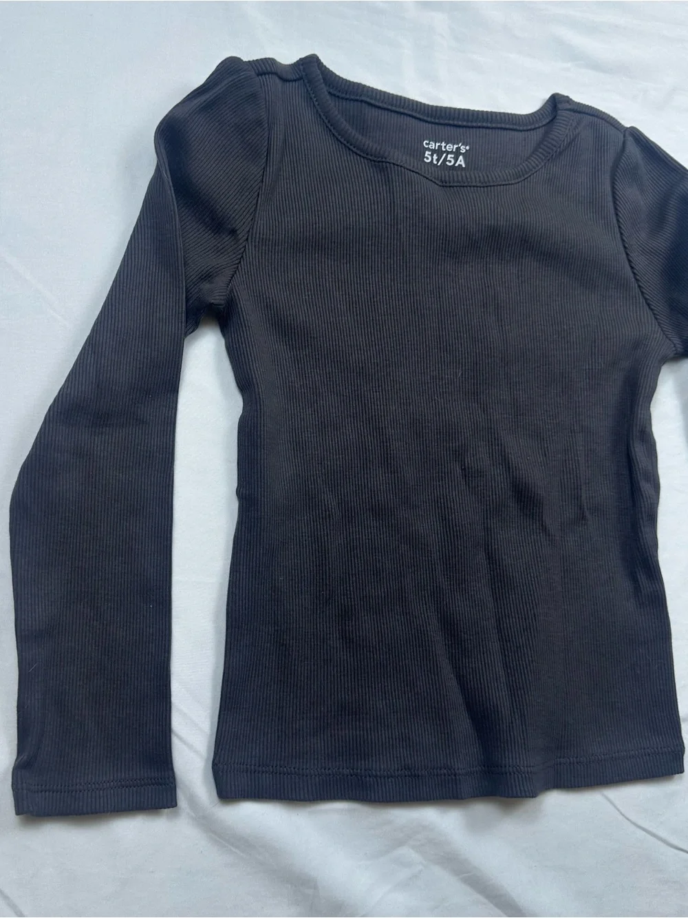 NWT Carter's Black Ribbed Crewneck Long Sleeve T-Shirt Girls 5T